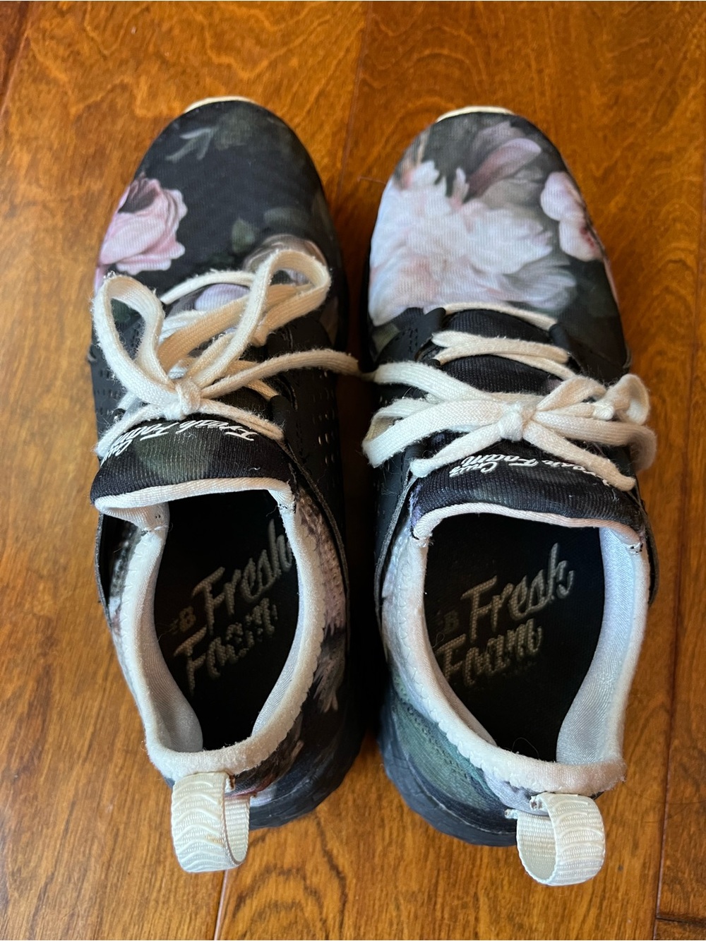 New Balance Floral Athletic Sneakers - Black with Pink Flowers - Picture 4 of 7